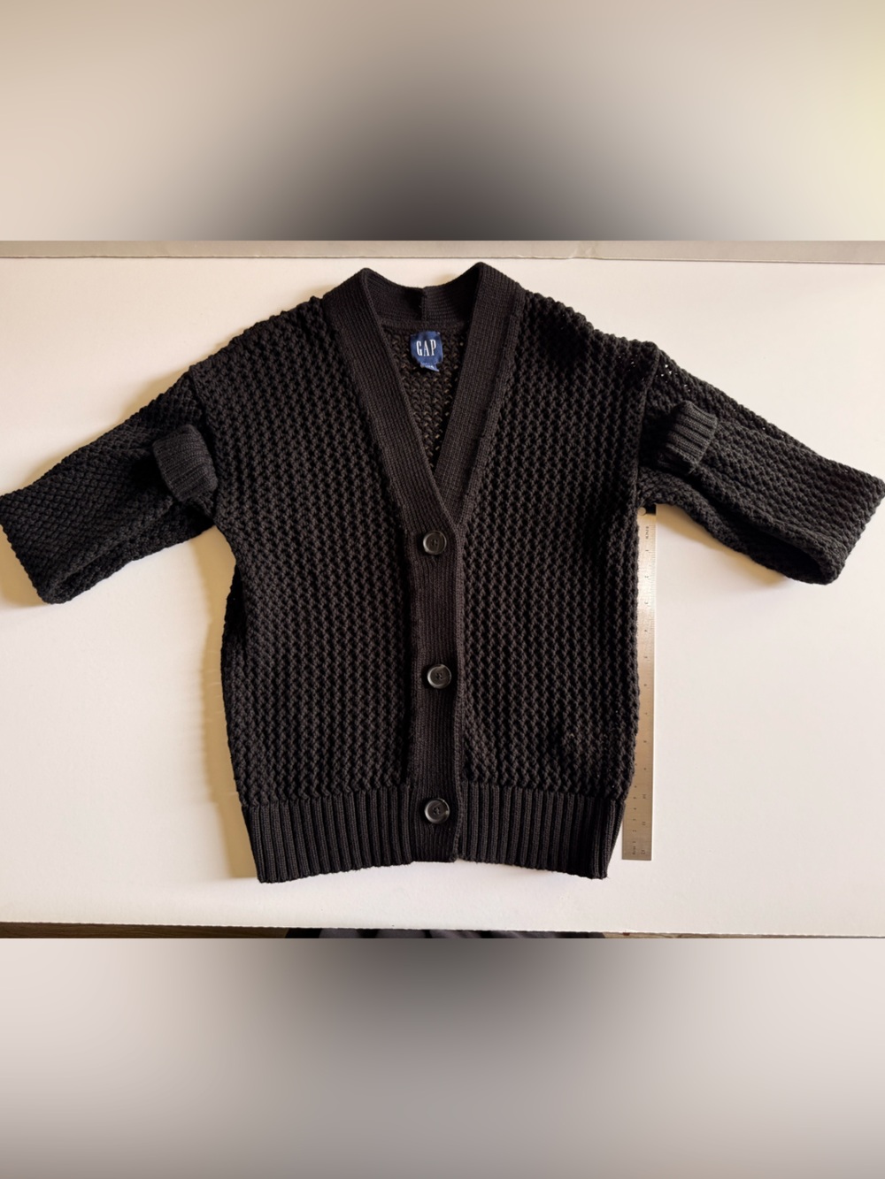 GAP-Black Knit Button-Front Cardigan